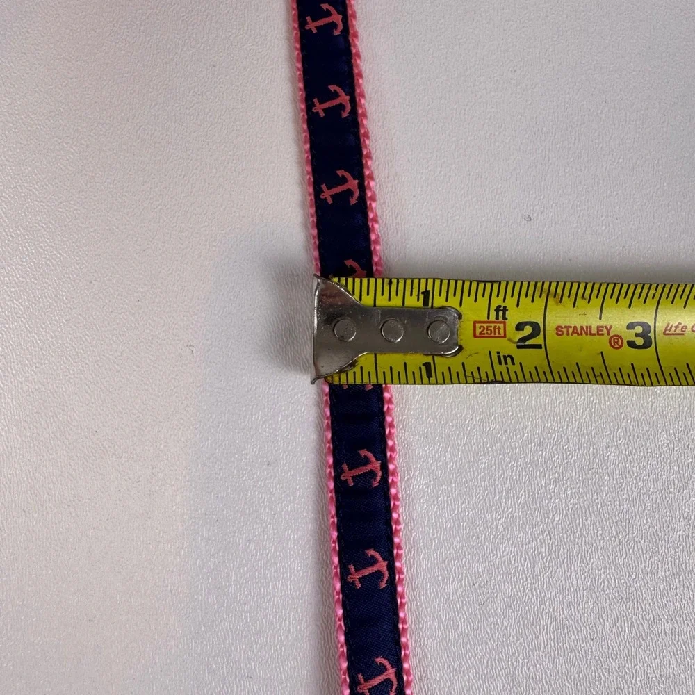 Belted Cow Company Dog Leash Pink Navy Anchor Nautical Print Adjustable